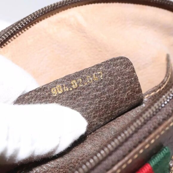 GUCCI GG Supreme Web Sherry Line Bag PVC Beige Gold Red 904 02 047 Auth 114872 - Picture 13 of 16